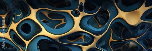 Top-Down Render Showcasing Reaction Diffusion Background - Blue and Gold Fluid Artistry in a Shallow Tank - Visual Dance of Molecules Wallpaper - Diffusion created with Generative AI Technology