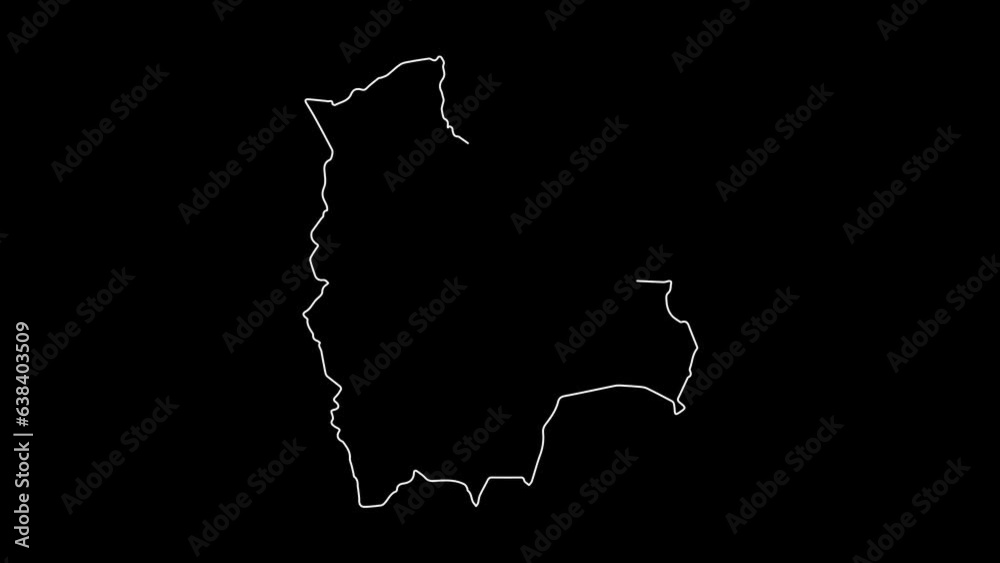 Bolivia map animation line. White line drawing on a black background. Bolivia map animation line. White line drawing on a black background.