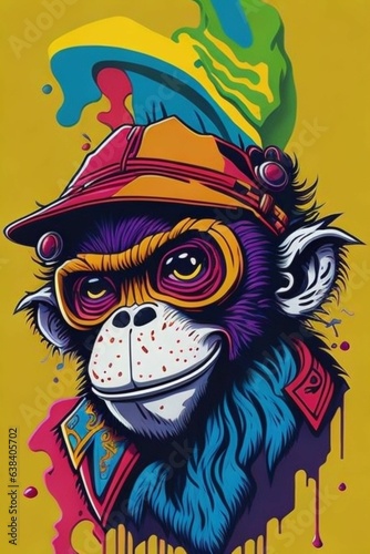 A detailed illustration of a Monkey for a t-shirt design  wallpaper  fashion