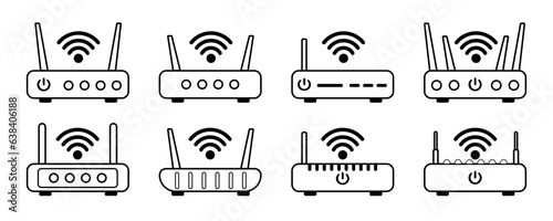 Wi-Fi router icon set. Internet service wireless sign. Vector illustration isolated on white background esp10 photo
