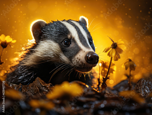 Badger in its Natural Habitat, Wildlife Photography, Generative AI