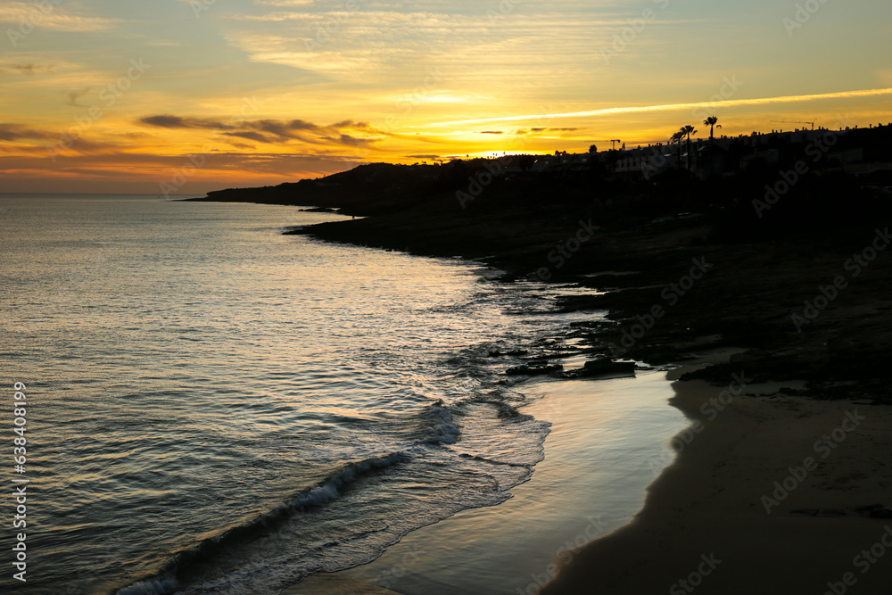 Beautiful sunset at Praia da Luz, Algarve