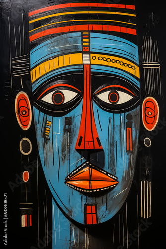 Painting of a native american indian mask, ai generated 