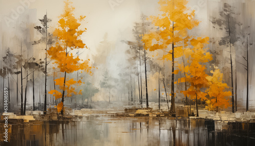 Abstract painting of autumn in the park