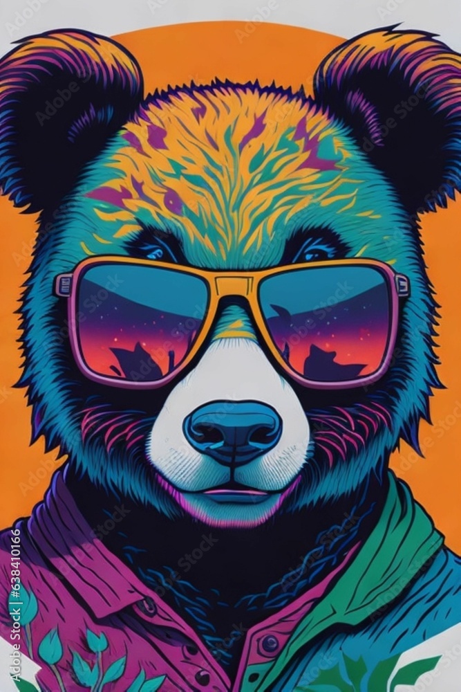A detailed illustration of a Panda for a t-shirt design, wallpaper, fashion