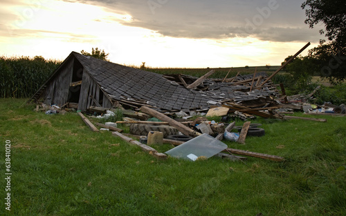 Old collapsed building at sunrise.
Stormy weather strong hurricane 