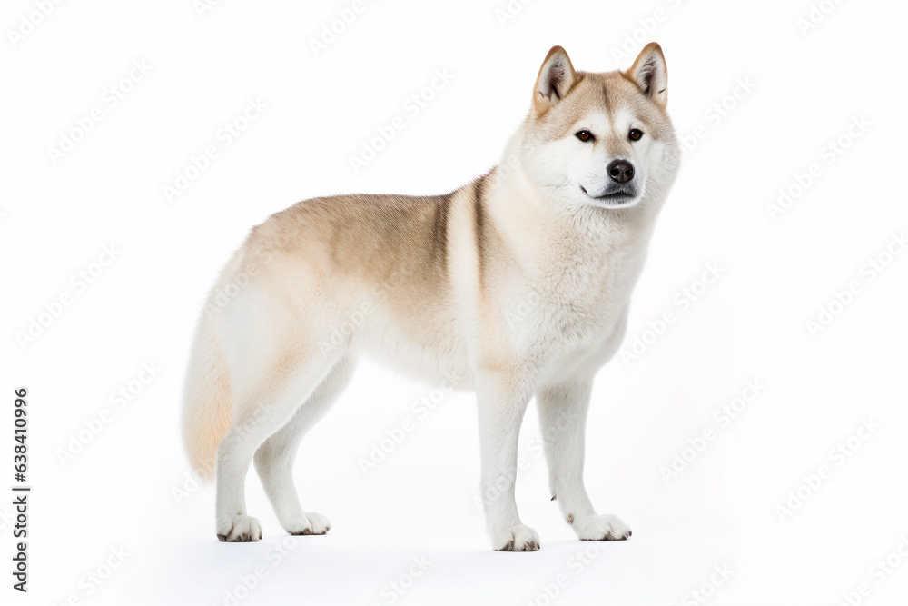 White Akita Inu dog on white background