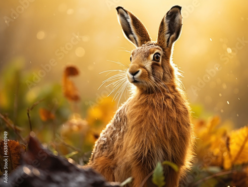 Hare in its Natural Habitat, Wildlife Photography, Generative AI © Vig