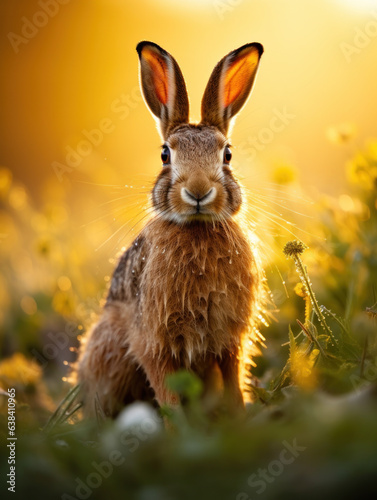 Hare in its Natural Habitat, Wildlife Photography, Generative AI