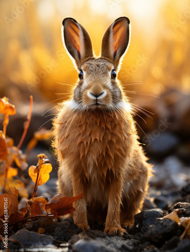 Hare in its Natural Habitat, Wildlife Photography, Generative AI