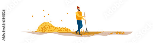 Removal of garbage, autumn leaves. vector