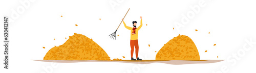 Removal of garbage, autumn leaves. vector