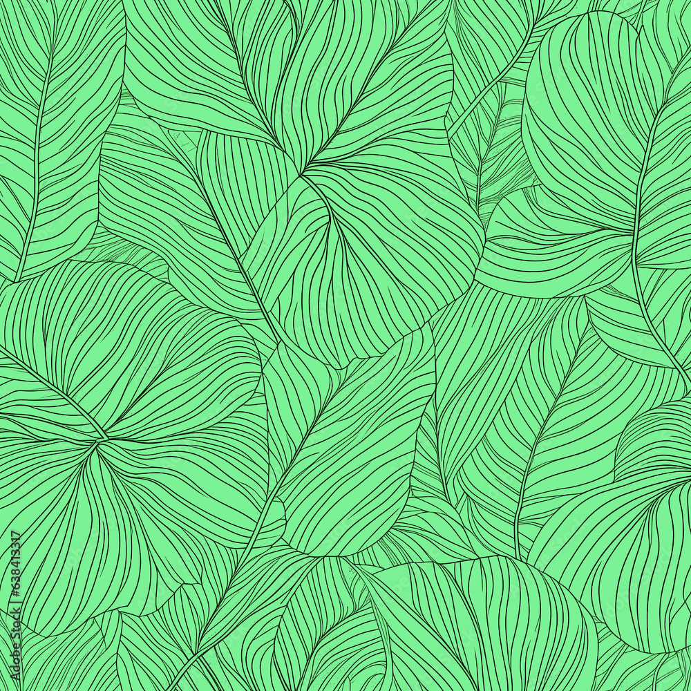Abstract art nature green background.Modern shape line art wallpaper. Boho foliage botanical tropical leaves and floral pattern design for summer sale banner , wall art, prints and fabrics.