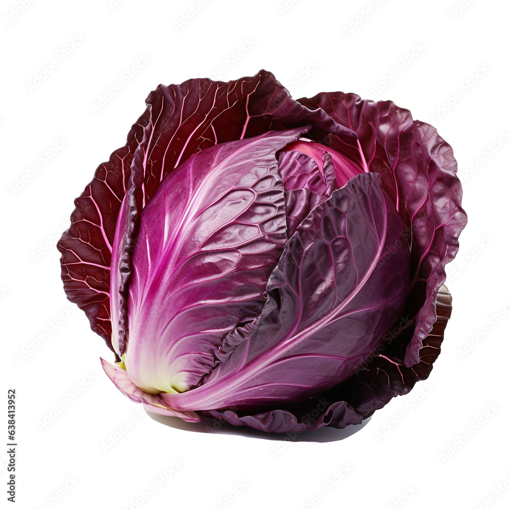 red cabbage on white background.
