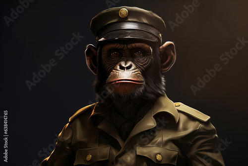 monkey wearing army uniform