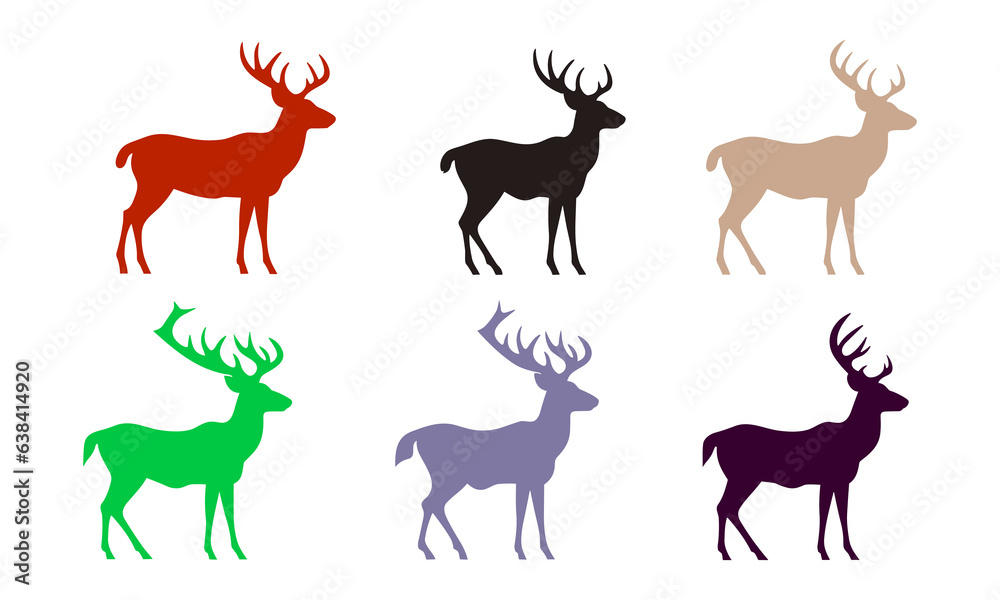 Vector illustration of deer silhouette isolated on white background