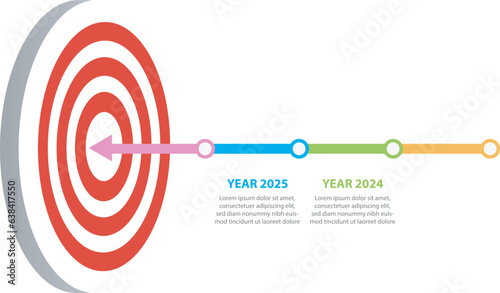 Infographic template for business. Target with project of the year timeline, presentation vector infographic.