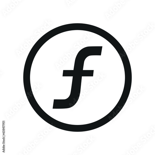 Netherlands Antillean guilder coin symbol. black and white Flat currency icon. currency of The curaçao and sint maarten. Vector illustration.