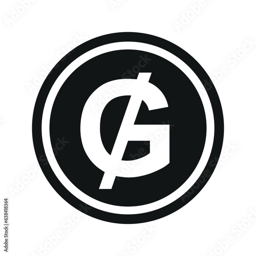 Paraguayan Guarani coin symbol. black and white Flat currency icon. currency of The Paraguay. Vector illustration.