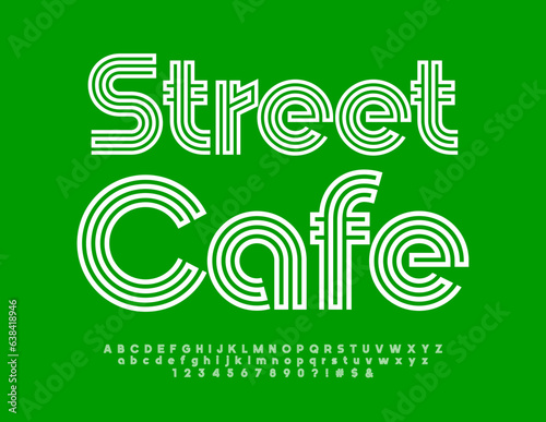 Vector business logo Street Cafe. Modern bright Font. Creative Alphabet Letters and Numbers