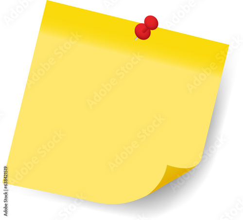 Realistic yellow sticker. Isolated note with shadow. Yellow paper sticker on transparent background. Vector and PNG image 