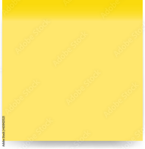 Realistic yellow sticker. Isolated note with shadow. Yellow paper sticker on transparent background. Vector and PNG image	