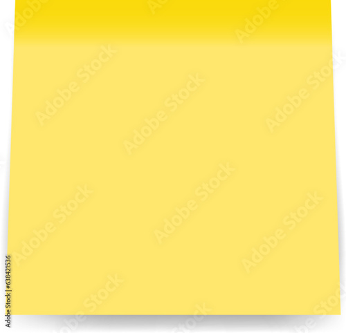 Realistic yellow sticker. Isolated note with shadow. Yellow paper sticker on transparent background. Vector and PNG image 