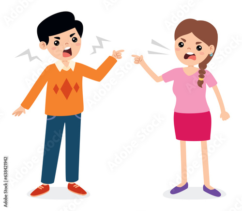 Cartoon Illustration Of Angry Family Quarreling
