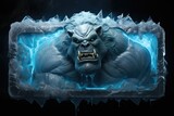 Troll frozen inside ice block, concept of games and fantasy. Generative AI