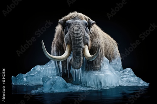 Frozen mammoth, prehistoric animal, ancient animal life. Generative AI