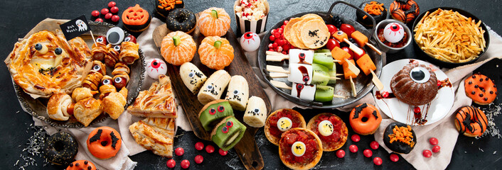Festive Halloween homemade food. Family dinner.