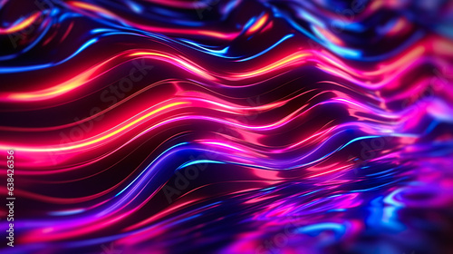 Futuristic abstract background, colorful neon lines, waves, neon glow on a dark background
