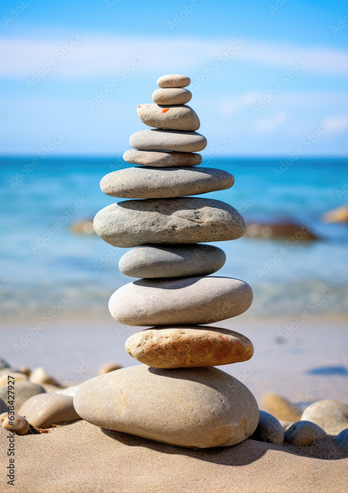 Pebbles pyramid on the beach. Pebbles pyramid on the beach.