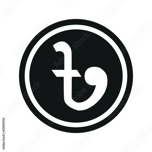 Bangladeshi Taka coin symbol. black and white Flat currency icon. currency of The Bangladesh. Vector illustration.