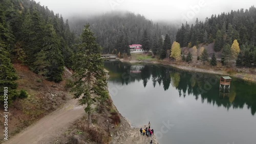 Akgol lake in Ayancik district.. Small lake and pine forests in the mountain. Sinop, Turkey photo