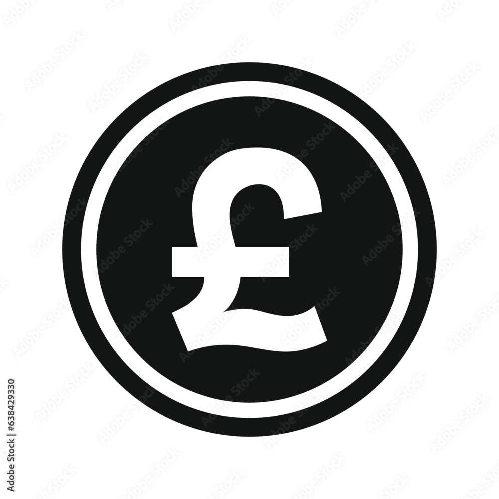UK Pound currency coin symbol. black and white Flat currency icon. currency of The United Kingdom. Vector illustration. UK Pound currency coin symbol. black and white Flat currency icon. currency of The United Kingdom. Vector illustration.
