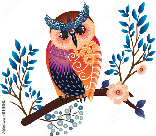 Majestic owl on a branch