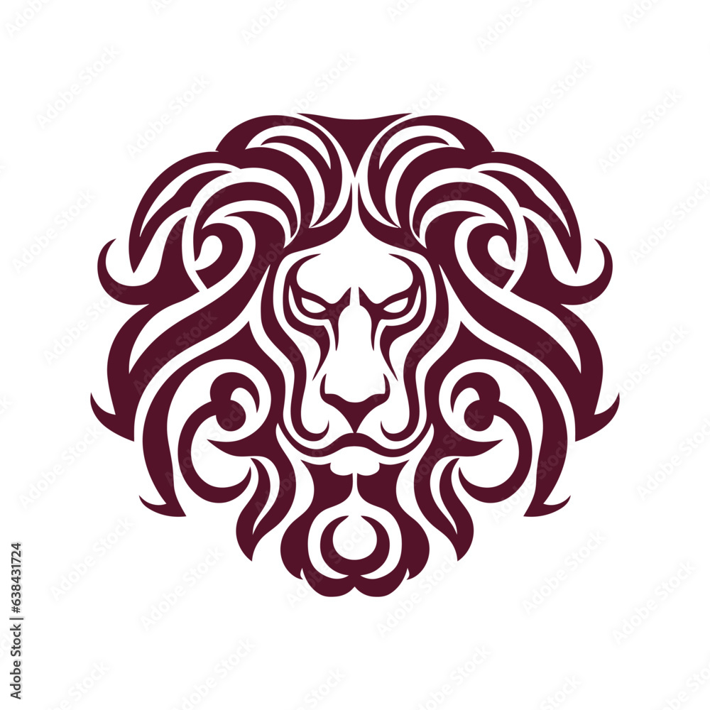 Fototapeta premium Lion head in celtic symbol flat vector illustration