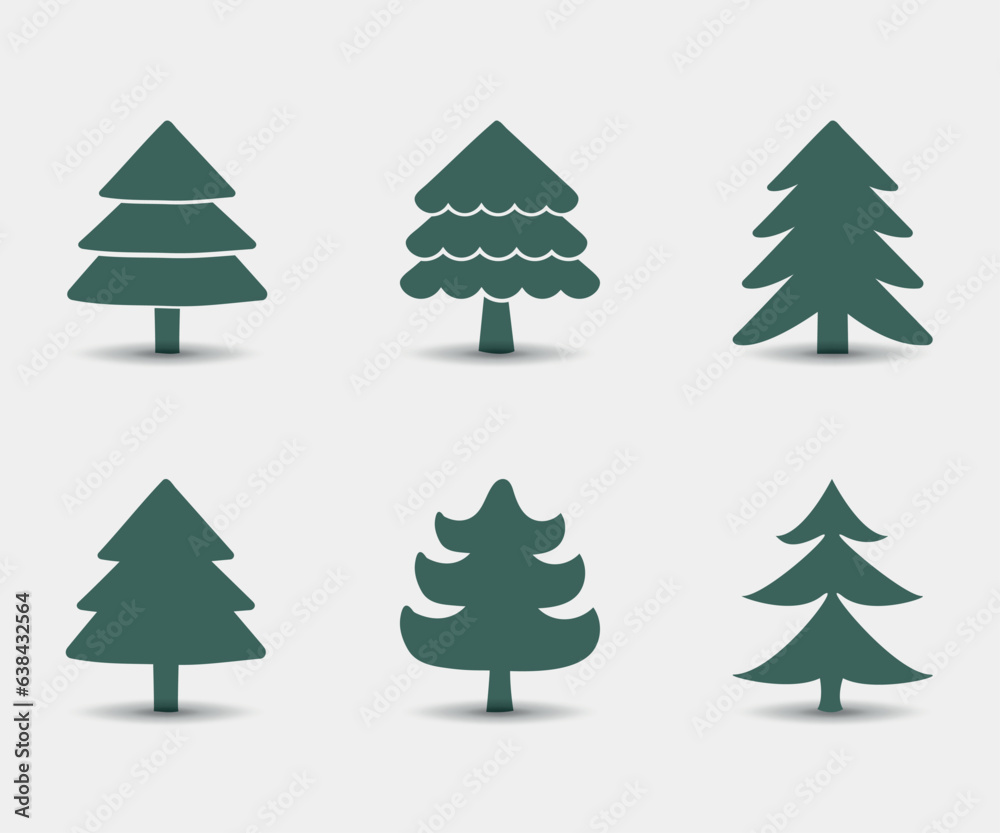 Fototapeta premium Vector design of Christmas tree silhouette. Collection of icons