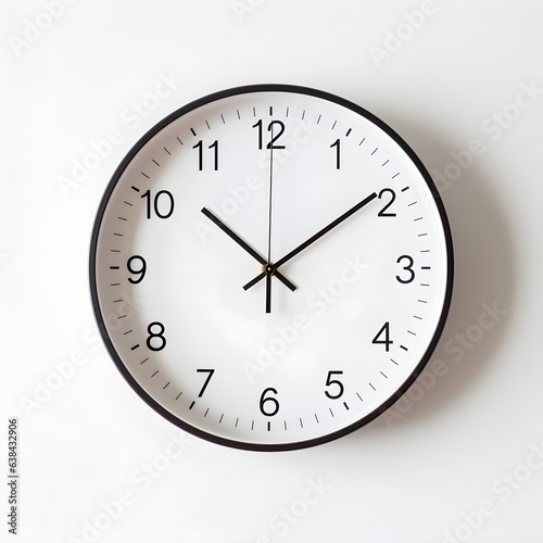 Analog wall clock isolated on white wall