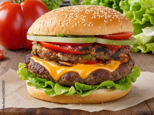 hamburger on a table background