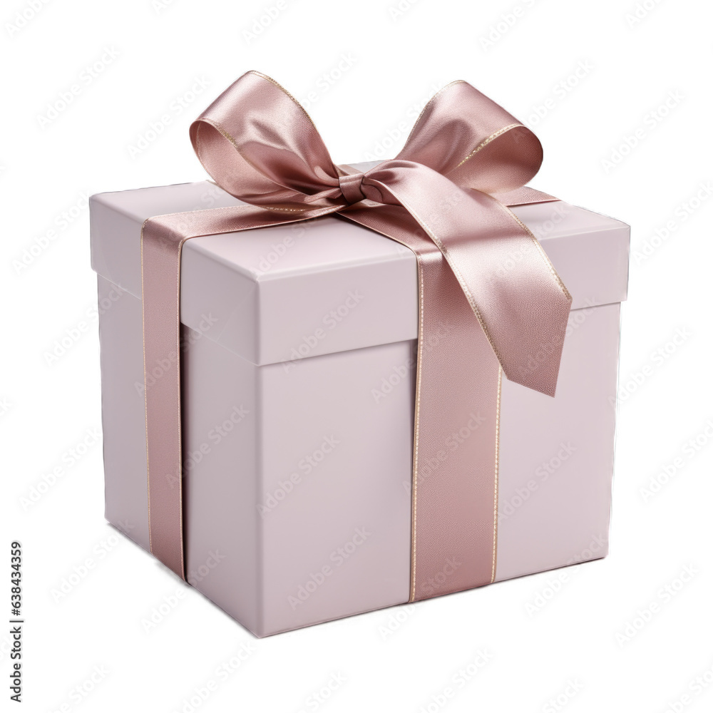 Gift box with satin ribbon isolated on transparent background. Generative AI Gift box with satin ribbon isolated on transparent background. Generative AI