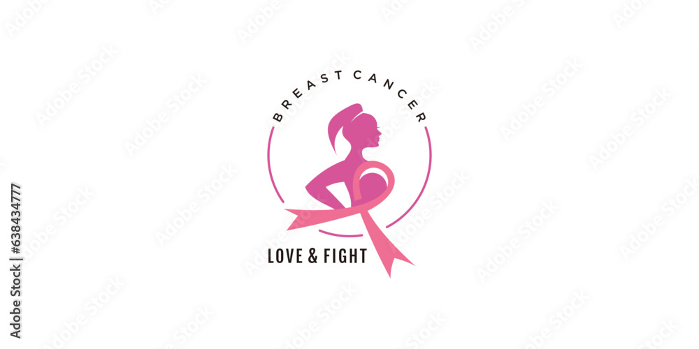 Obraz premium Breast cancer logo element design with creative concept