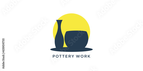 Pottery logo with creative design concept idea