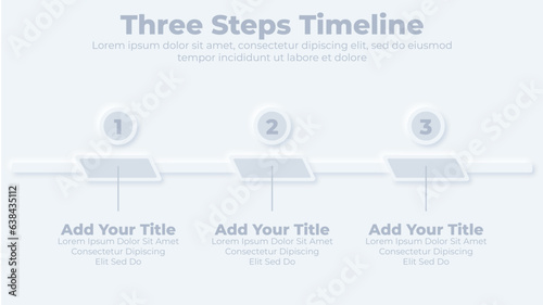 Neumorphic line timeline steps infographics template design