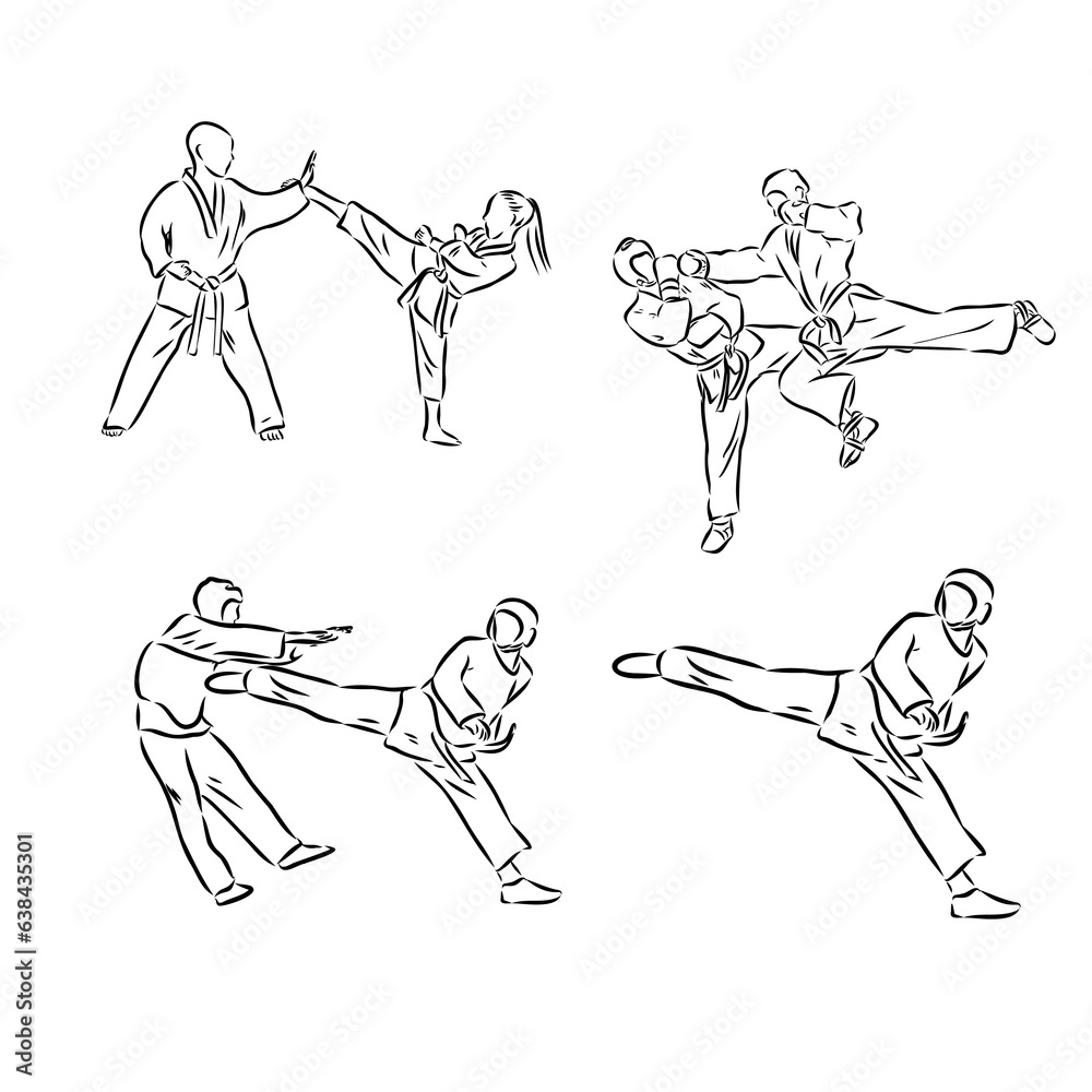 Fototapeta premium illustration of Taekwondo. Hand drawn. taekwondo vector