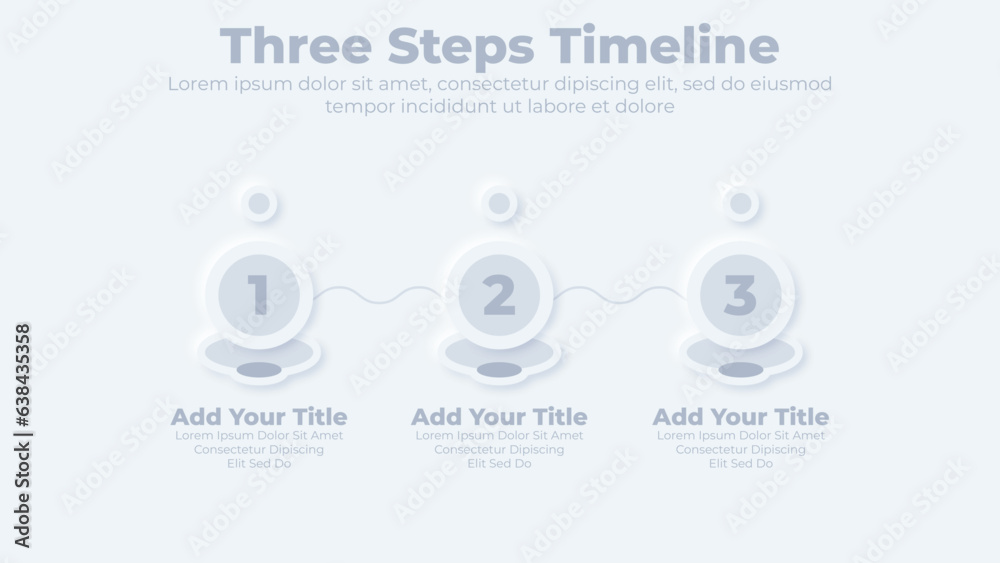 Fototapeta premium Neumorphic connection timeline steps infographics template design