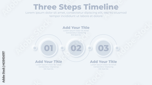 Neumorphic connection timeline steps infographics template design