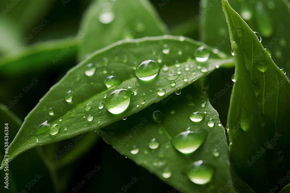 Stevia plant. Close-up of stevia plant leaves with dewdrops in the morning on a stevia field. Fresh stevia leaves with waterdrops. Natural sweetener, sugar substitute, alternative sugar. No sugar Stevia plant. Close-up of stevia plant leaves with dewdrops in the morning on a stevia field. Fresh stevia leaves with waterdrops. Natural sweetener, sugar substitute, alternative sugar. No sugar