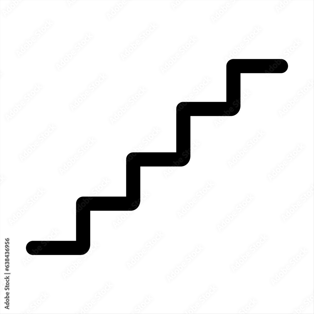 Outline stairs icon, side view. Way upward. Trendy flat linear vector stairs icon on white background, vector illustration Outline stairs icon, side view. Way upward. Trendy flat linear vector stairs icon on white background, vector illustration